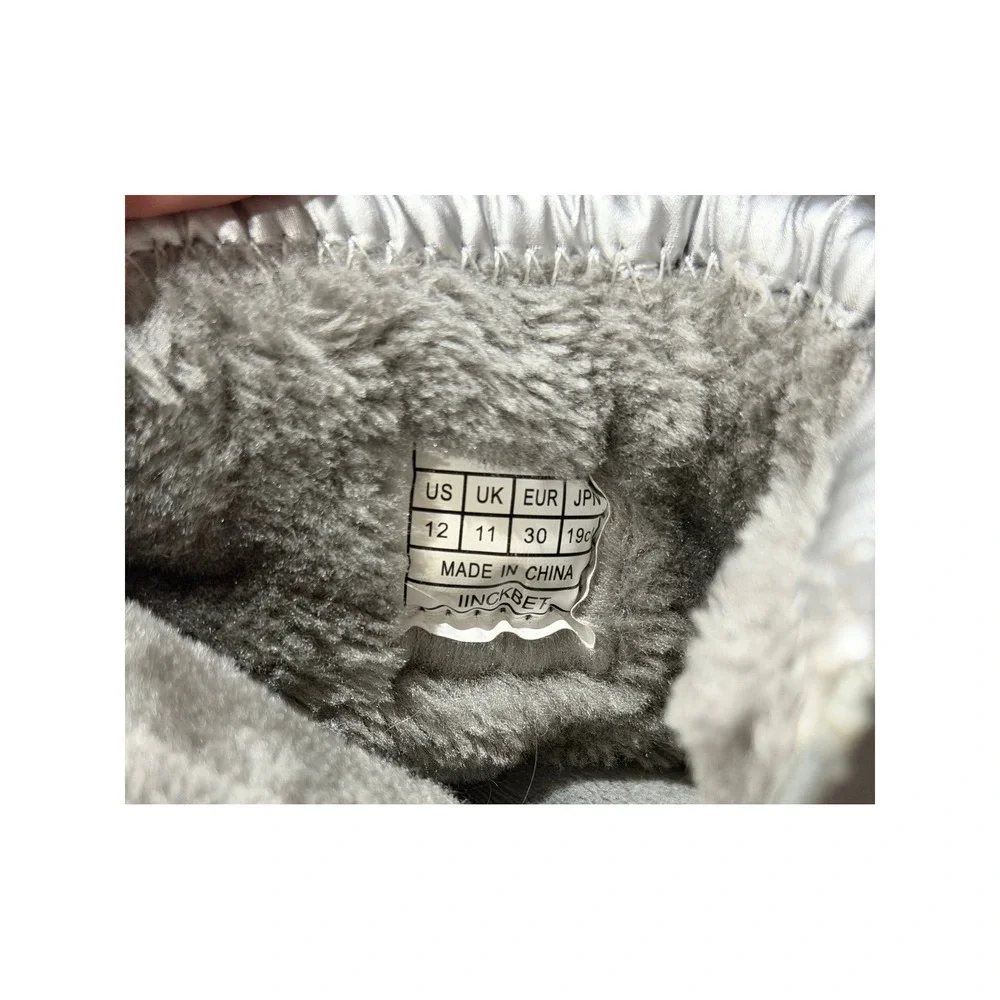 Dream Pairs Kids Metallic Silver Winter Snow Boots Faux‎ Fur Lined Size 12